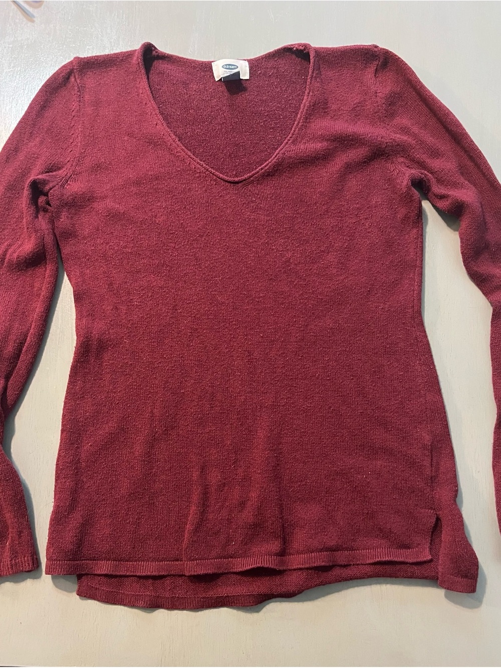 Old Navy Burgundy Fine-Knit V-Neck Sweater, XS